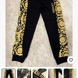 Versace Kids Black Joggers with Gold Baroque Pattern